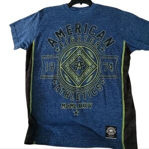 American Fighter Sz Med Mens Blue T-Shirt.design On Both Sides